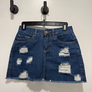 Ripped Denim mini skirt